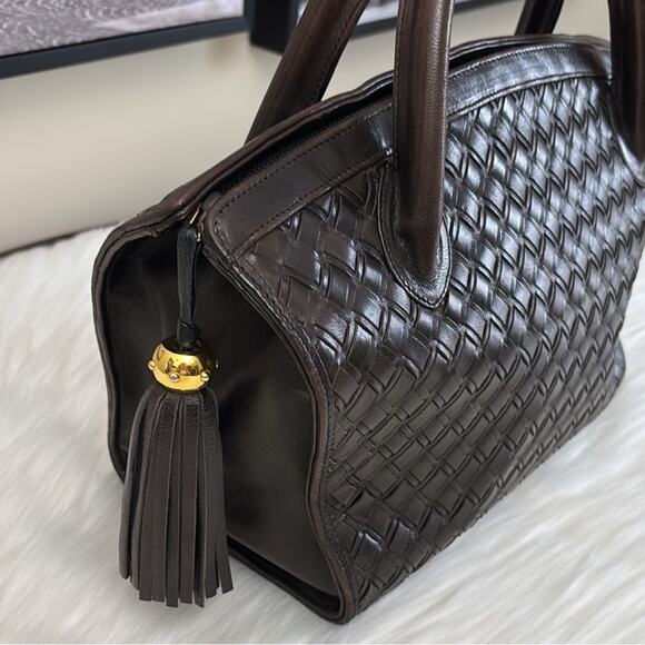 BALLY HandBag Leather Brown Gold Authentic - Picture 5 of 13